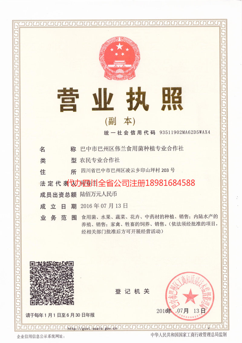 芜湖芜湖伟兰食用菌种植专业合作社